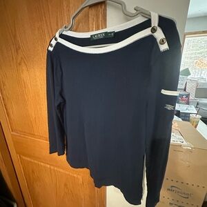 Lauren Ralph Lauren Navy Top with White Trim